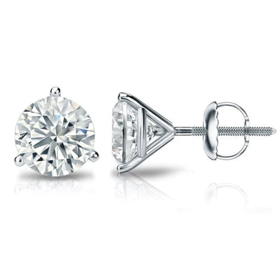 0.70ct 3-Prong Round Cut Diamond Stud Earrings