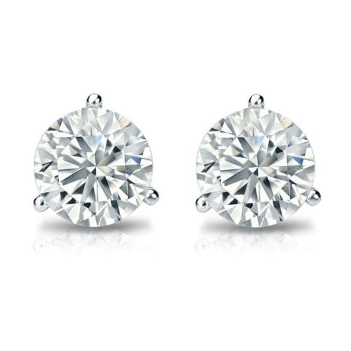 0.70ct 3-Prong Round Cut Diamond Stud Earrings