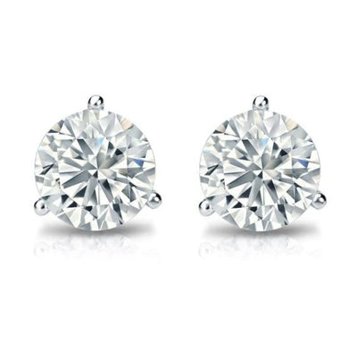 1.10ct 3-Prong Round Cut Diamond Stud Earrings