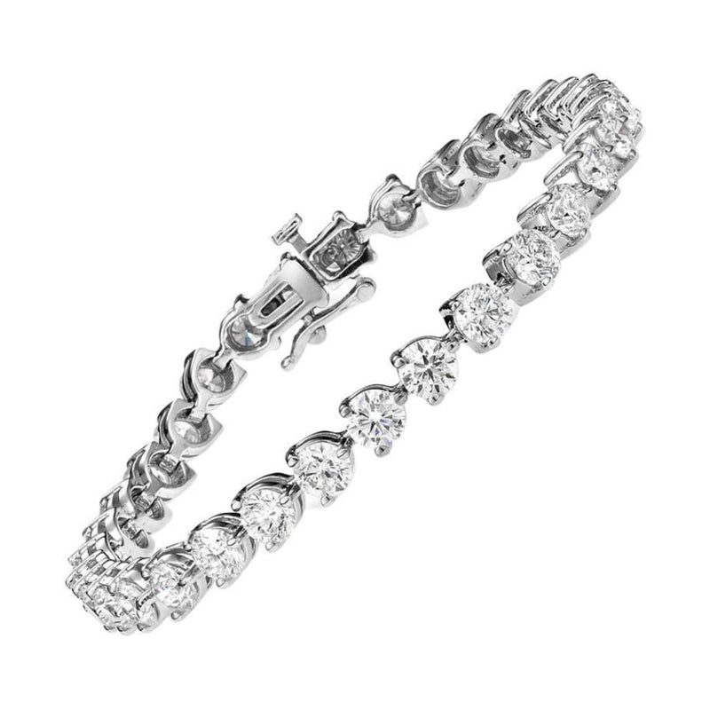 8.50ct Ladies Round Cut Diamond  3-Prong Tennis Bracelet in 14k White Gold