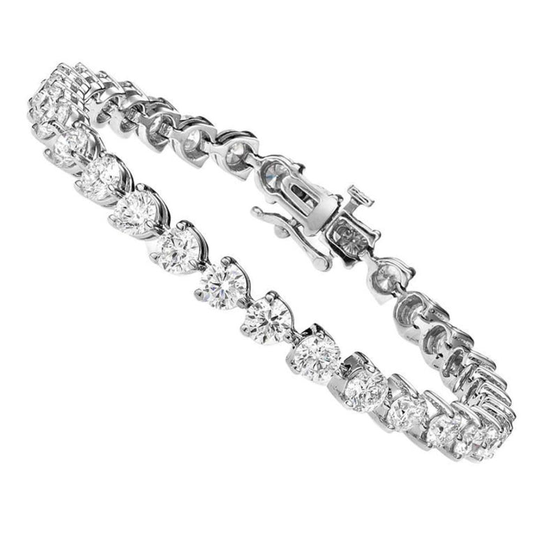 8.50ct Ladies Round Cut Diamond  3-Prong Tennis Bracelet in 14k White Gold