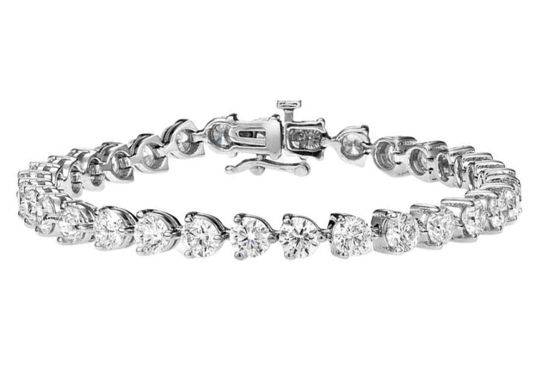 8.50ct Ladies Round Cut Diamond  3-Prong Tennis Bracelet in 14k White Gold