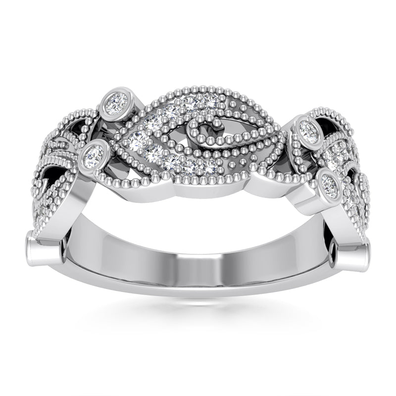 0.35 ct Round Cut Diamond Wedding Band Ring in 14 kt White Gold