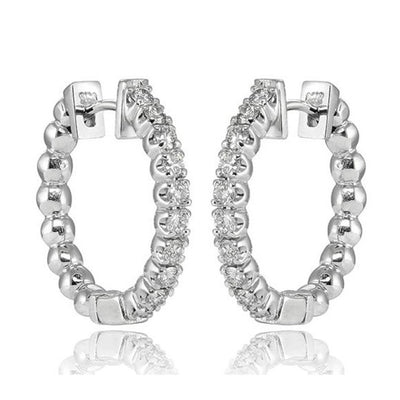 0.85 ct Ladies Round Cut Diamond Hoop Huggie Earrings