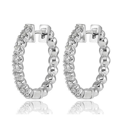 0.85 ct Ladies Round Cut Diamond Hoop Huggie Earrings