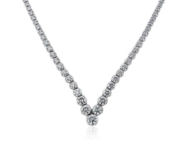 10.00ct Ladies Round Cut Chevron Eternity Necklace