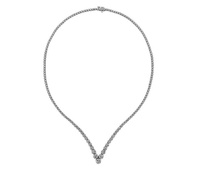 10.00ct Ladies Round Cut Chevron Eternity Necklace