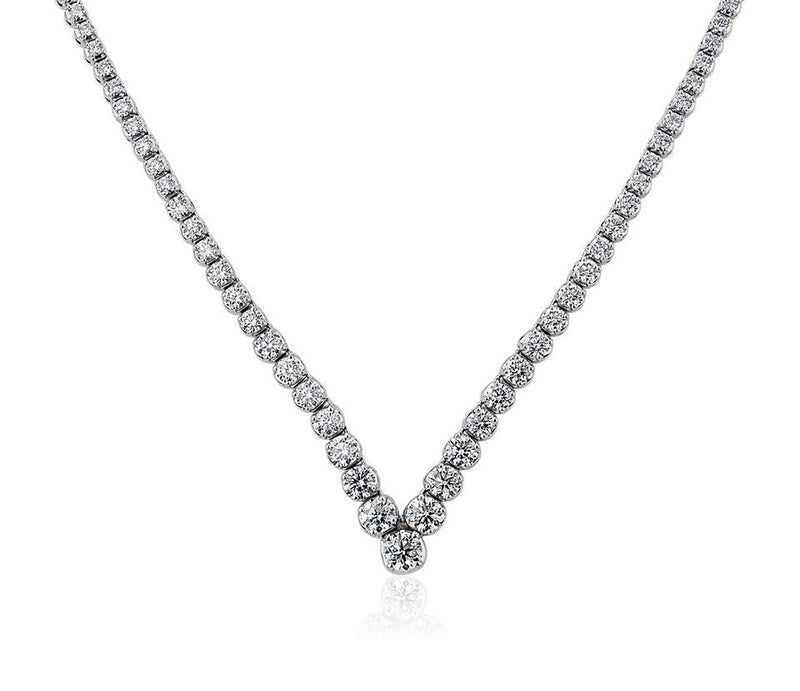 7.00ct Ladies Round Cut Chevron Eternity Necklace