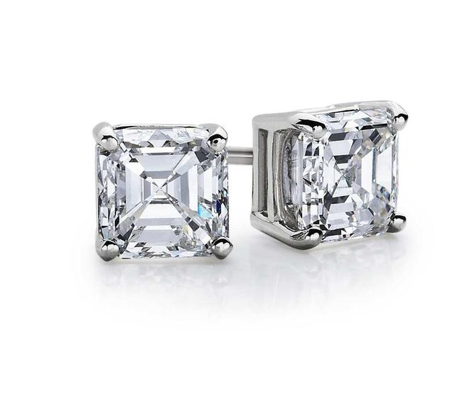 0.50ct Asscher Cut Diamond Stud Earrings