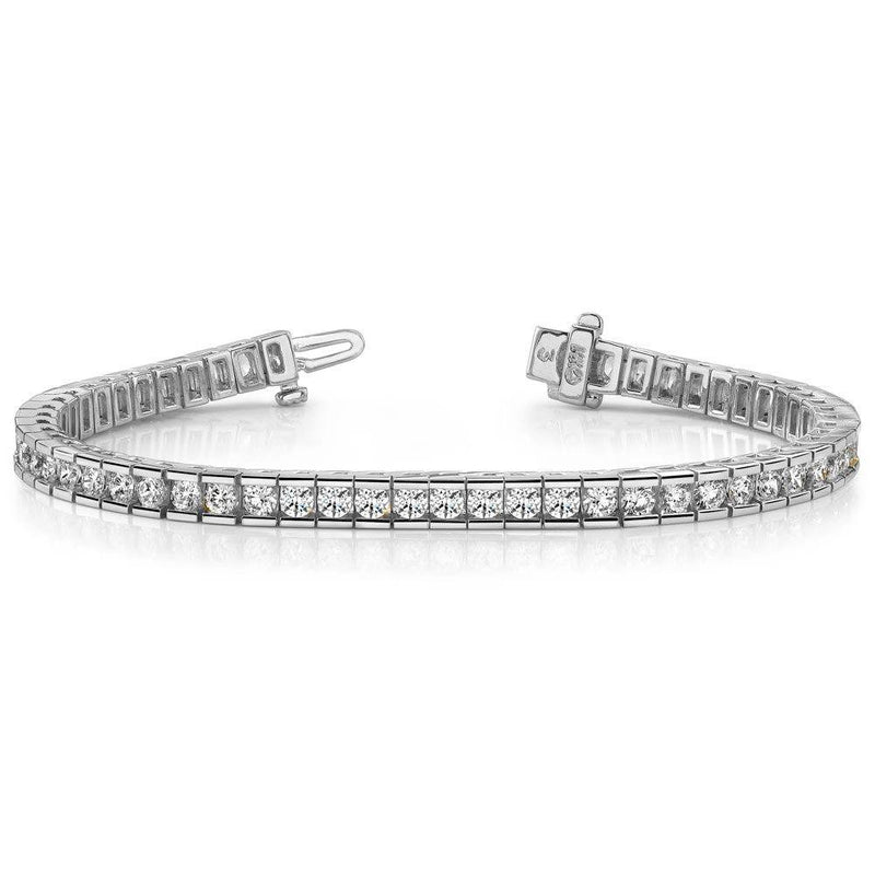 6.00CT LADIES ROUND CUT CHANNEL TENNIS BRACELET IN 14K WHITE GOLD