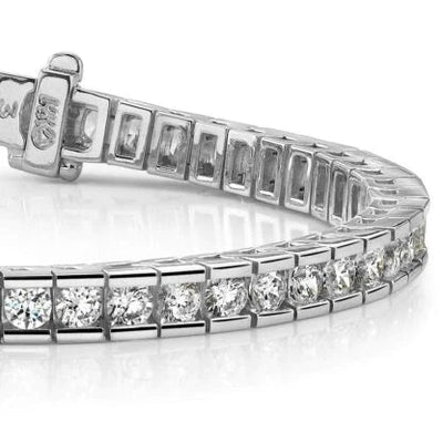 3.00CT LADIES ROUND CUT CHANNEL TENNIS BRACELET IN 14K WHITE GOLD