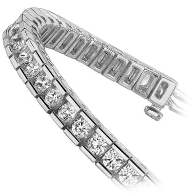 6.00CT LADIES ROUND CUT CHANNEL TENNIS BRACELET IN 14K WHITE GOLD