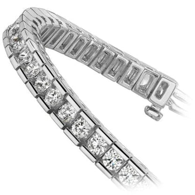 3.00CT LADIES ROUND CUT CHANNEL TENNIS BRACELET IN 14K WHITE GOLD