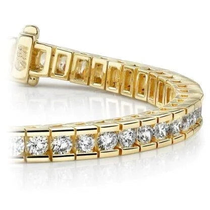 6.00CT LADIES ROUND CUT CHANNEL TENNIS BRACELET IN 14K YELLOW GOLD