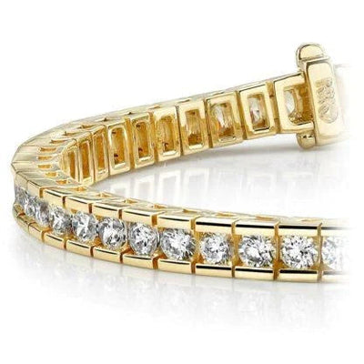 6.00CT LADIES ROUND CUT CHANNEL TENNIS BRACELET IN 14K YELLOW GOLD