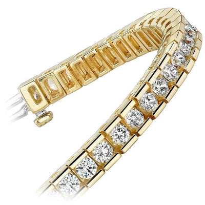 6.00CT LADIES ROUND CUT CHANNEL TENNIS BRACELET IN 14K YELLOW GOLD