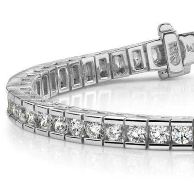 6.00CT LADIES ROUND CUT CHANNEL TENNIS BRACELET IN 14K WHITE GOLD