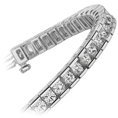 6.00CT LADIES ROUND CUT CHANNEL TENNIS BRACELET IN 14K WHITE GOLD