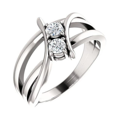 0.50 Ct Ladies Round Two Stone Fashion Ring